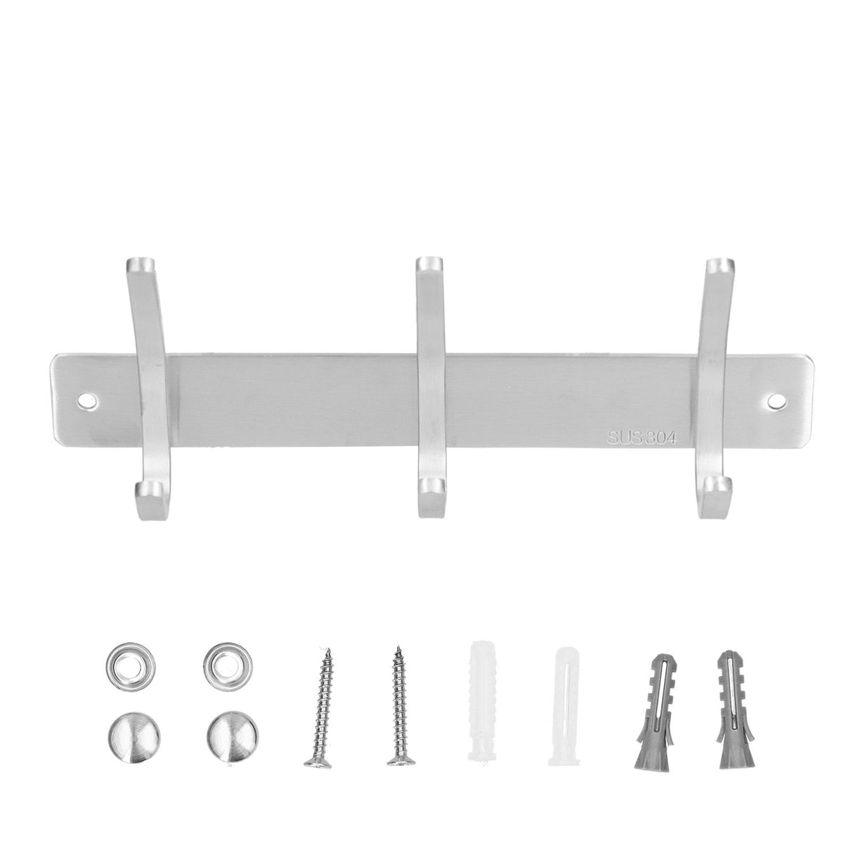 Wall Mounted Kitchen Hanger with 3 Hooks 304 Stainless Steel Punching Cloth Hook for Bathroom