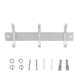 Wall Mounted Kitchen Hanger with 3 Hooks 304 Stainless Steel Punching Cloth Hook for Bathroom - Front View