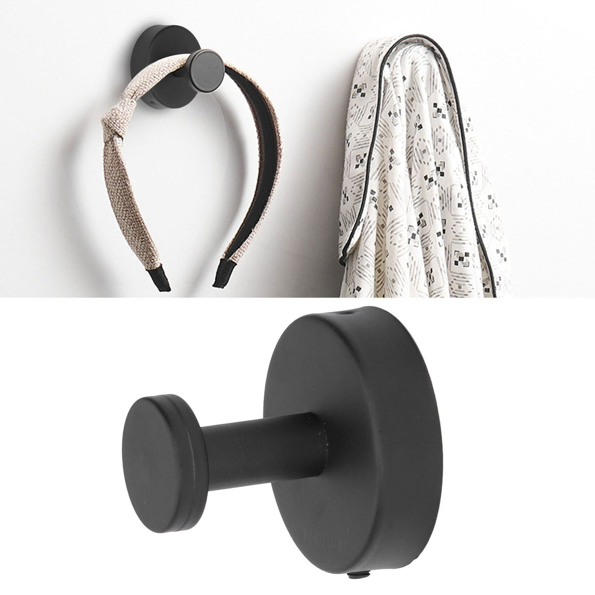 Single Coat Hook 304 Stainless Steel Black Wall Mounted Towel Clothes Hat Hanger for Bathroom Kitchen