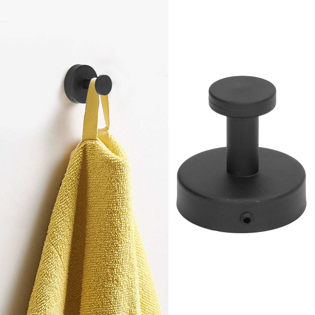 Single Coat Hook 304 Stainless Steel Black Wall Mounted Towel Clothes Hat Hanger for Bathroom Kitchen