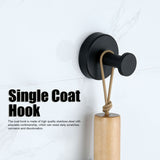 Single Coat Hook 304 Stainless Steel Black Wall Mounted Towel Clothes Hat Hanger for Bathroom Kitchen