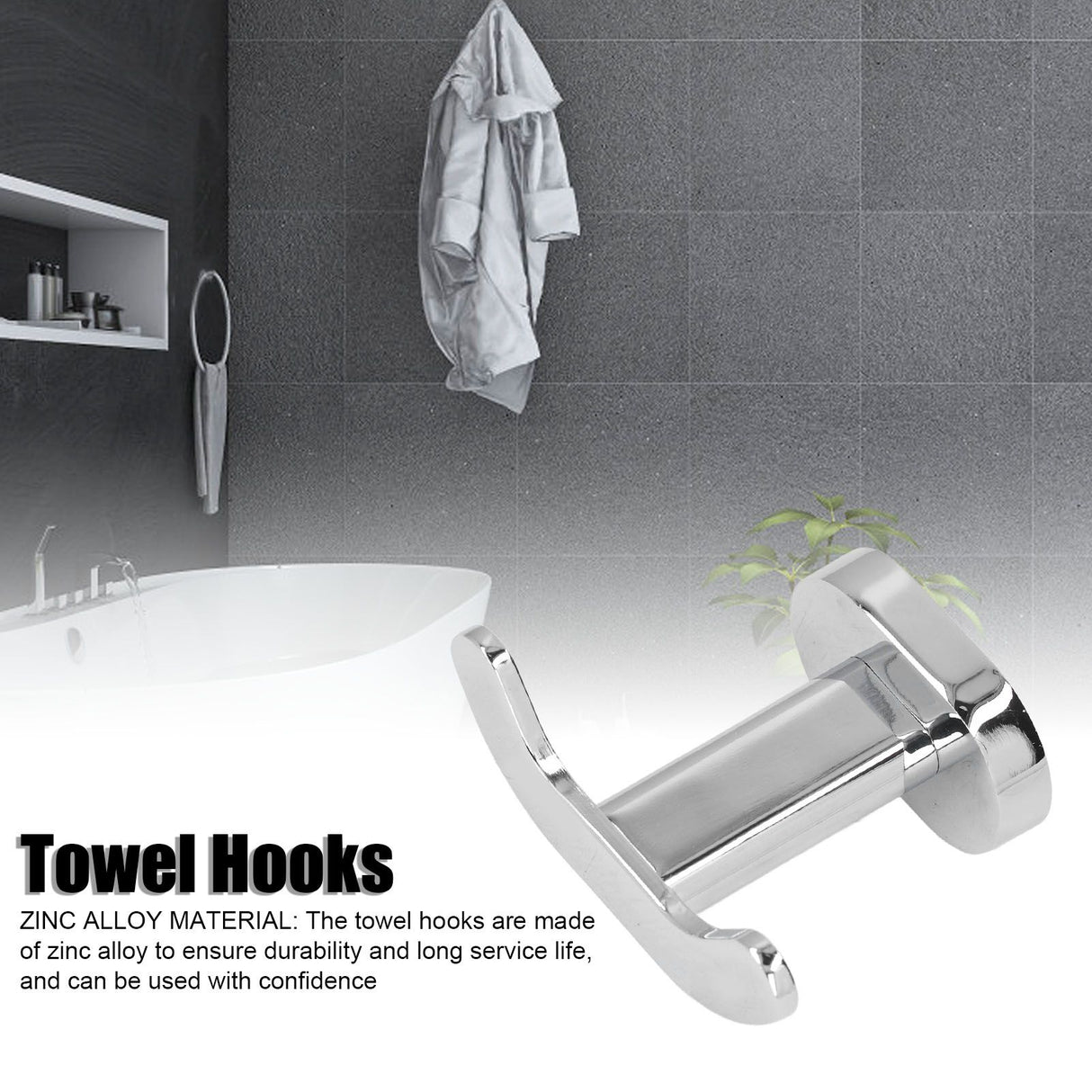 Towel Hooks Zinc Alloy Material Retro Style Space Saving Light Weight Decorative 2 Hooks Hanger for Bathroom