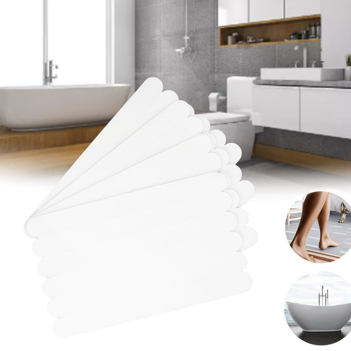 24pcs Bath Security Stickers Bath Tub Adhesive Treads for Bathtubs Showers Stairs and Floors