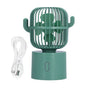 Mini Fan Cactus Shape Shaking Head Low Noise USB Charging Office Student Desktop Fan for Home Office