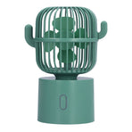 Mini Fan Cactus Shape Shaking Head Low Noise USB Charging Office Student Desktop Fan for Home Office