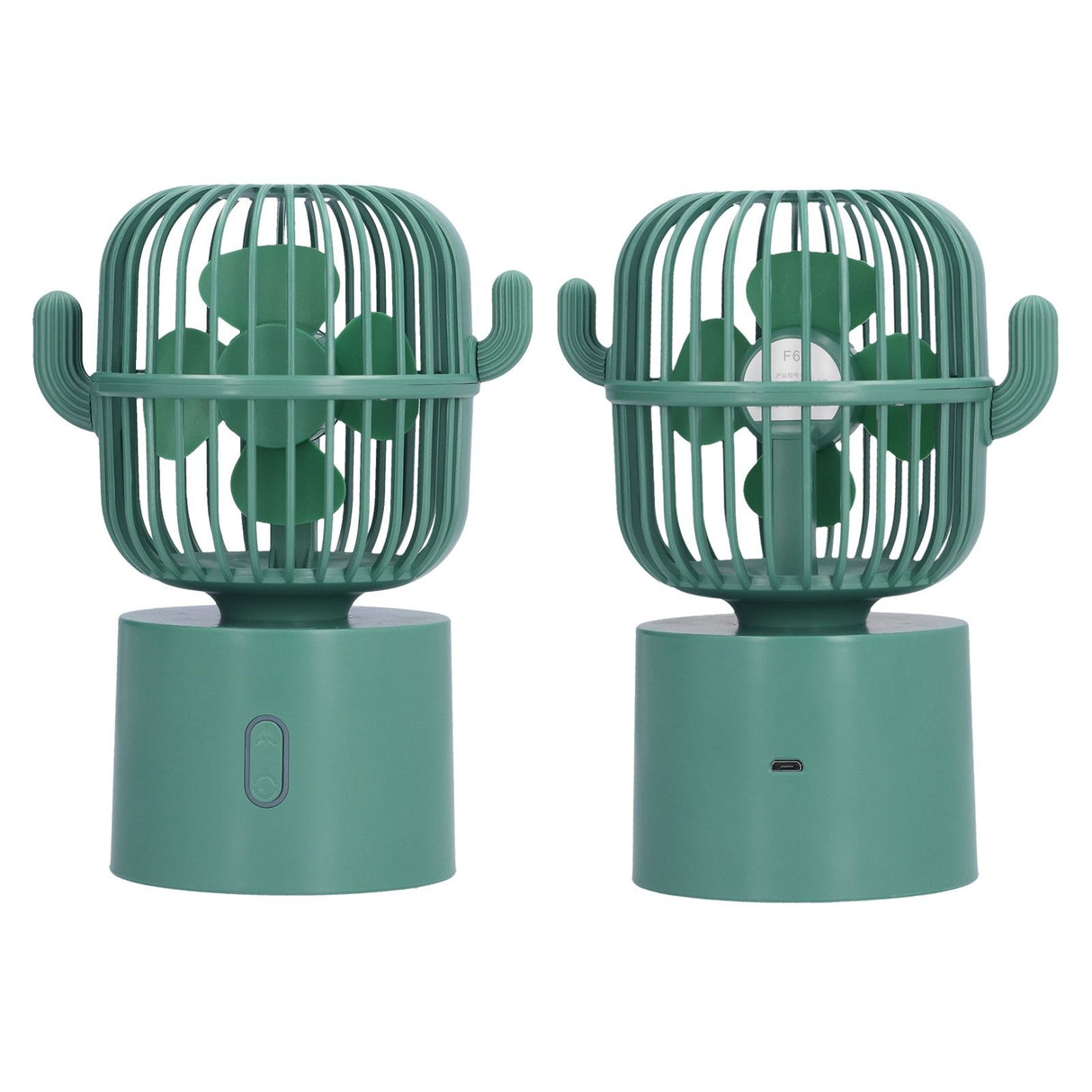 Mini Fan Cactus Shape Shaking Head Low Noise USB Charging Office Student Desktop Fan for Home Office
