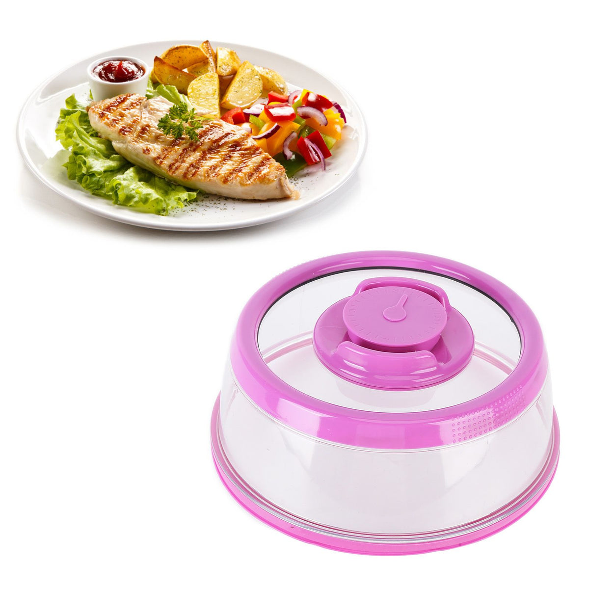 Vacuum Food Sealer Cover with FreshnessKeeping Film Food Sealer Lid for Home Kitchen(Purple )