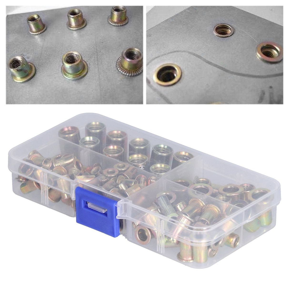 100PCS Threaded Inserts M3‑M8 Portable Galvanized Carbon Steel High Strength Rivet Nuts Assortment100PCS