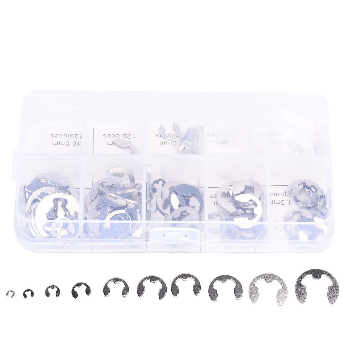 120PCS Snap Rings M1.5‑10 Mini Portable Corrosion Resistant Stainless Steel Snap Rings Kit120PCS