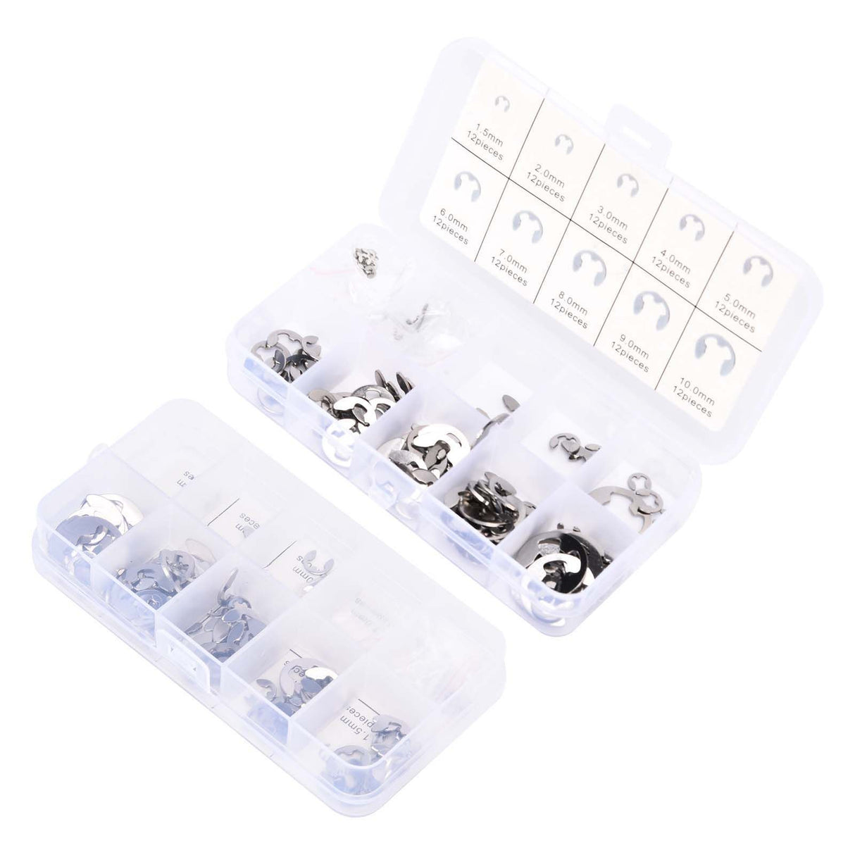 120PCS Snap Rings M1.5‑10 Mini Portable Corrosion Resistant Stainless Steel Snap Rings Kit120PCS