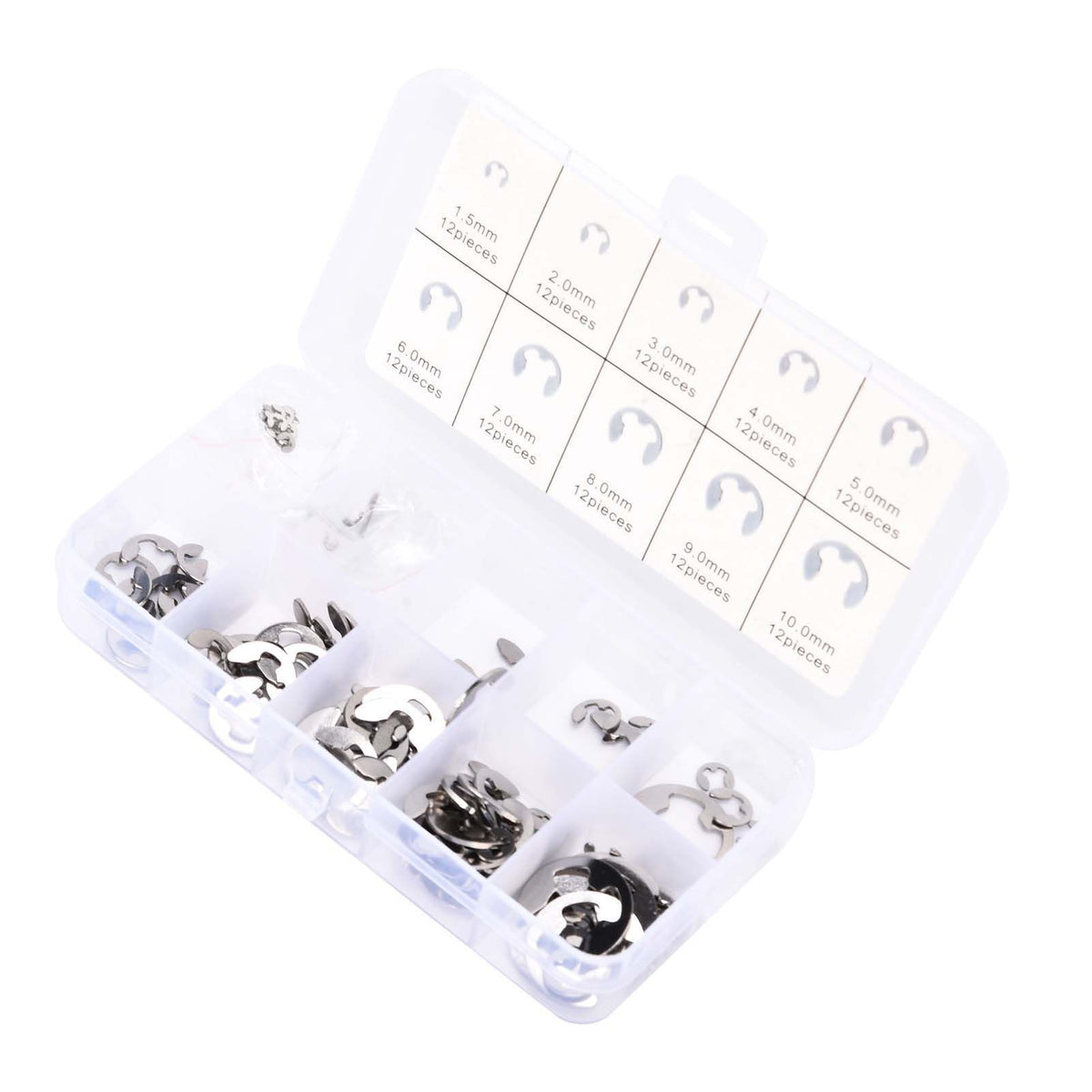 120PCS Snap Rings M1.5‑10 Mini Portable Corrosion Resistant Stainless Steel Snap Rings Kit120PCS