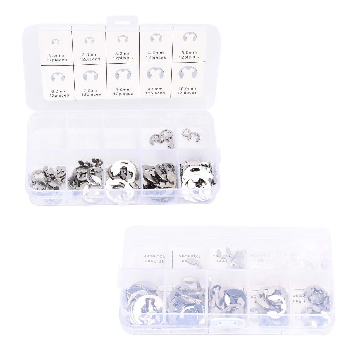 120PCS Snap Rings M1.5‑10 Mini Portable Corrosion Resistant Stainless Steel Snap Rings Kit120PCS