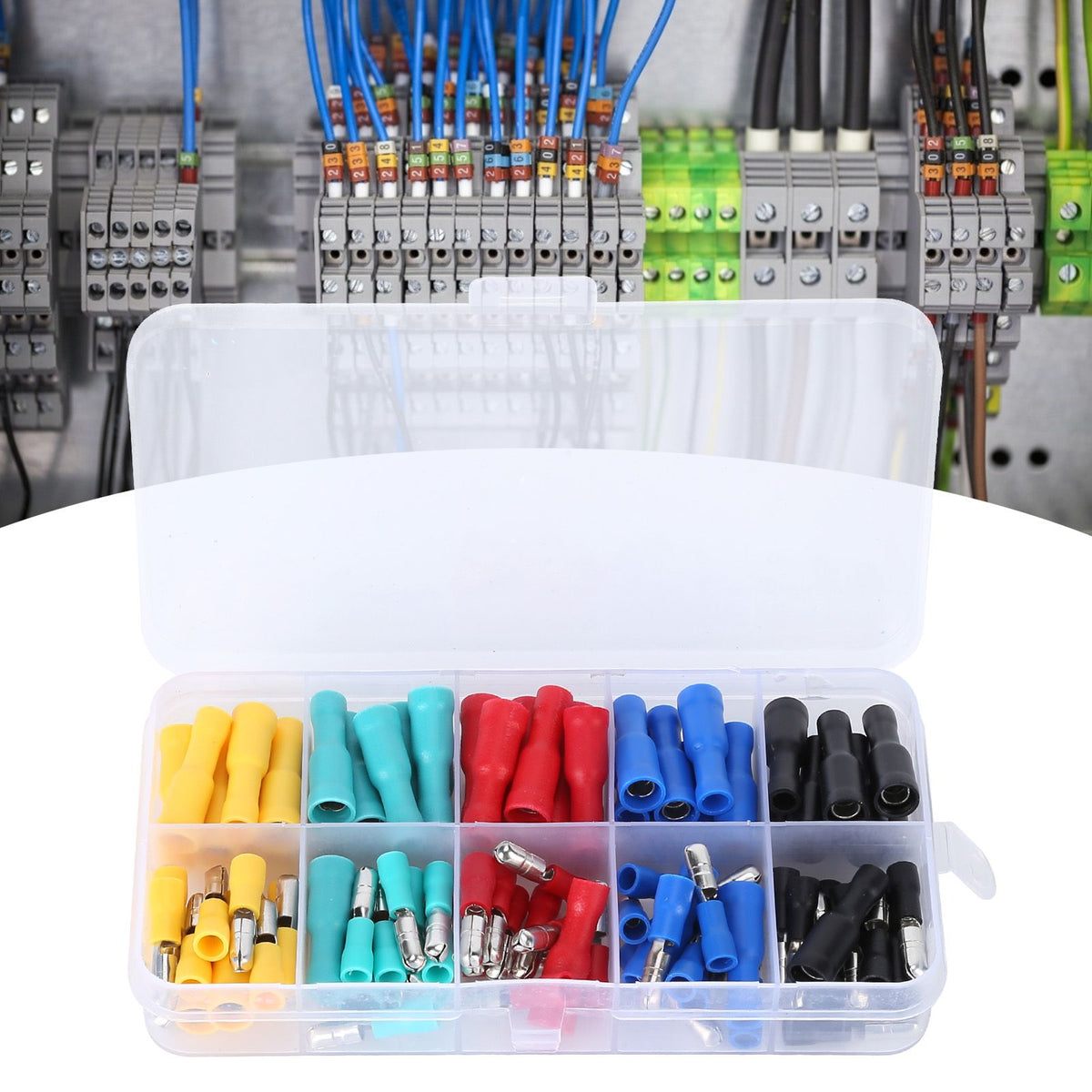 100Pcs Electrical Wire Terminal Male Female Many Colours Plug in Type Cold Pressed Terminal