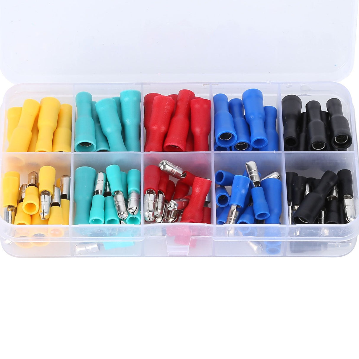 100Pcs Electrical Wire Terminal Male Female Many Colours Plug in Type Cold Pressed Terminal