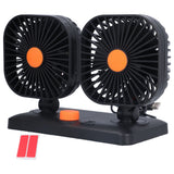 Car Air Cooling Fan Dual Head USB Universal Cooling Device 360 Degree Adjustable Square Low Noise Car Accessories
