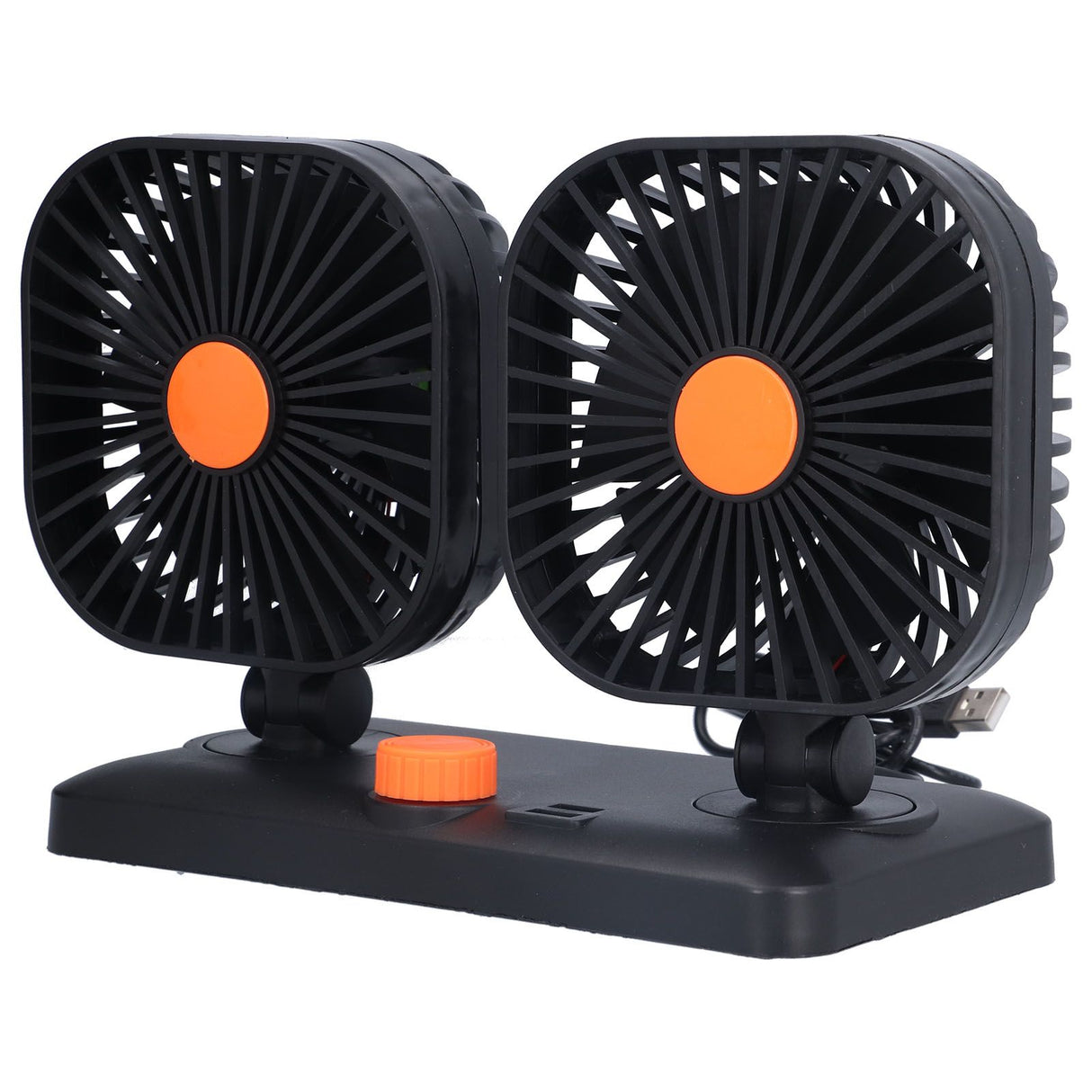 Car Air Cooling Fan Dual Head USB Universal Cooling Device 360 Degree Adjustable Square Low Noise Car Accessories