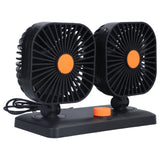 Car Air Cooling Fan Dual Head USB Universal Cooling Device 360 Degree Adjustable Square Low Noise Car Accessories