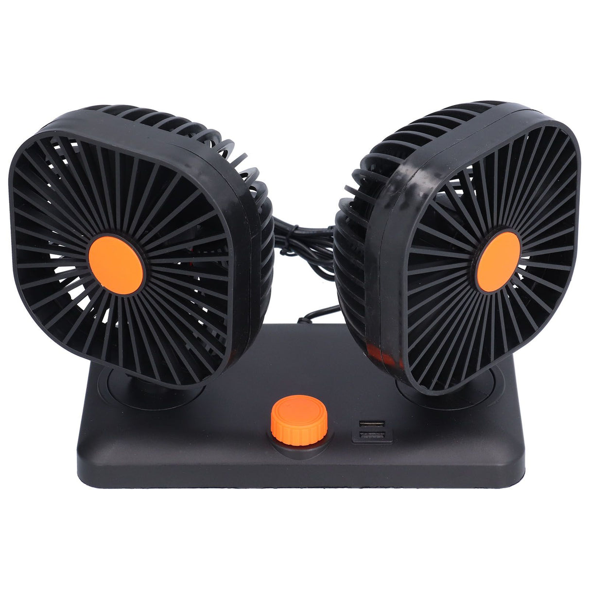 Car Air Cooling Fan Dual Head USB Universal Cooling Device 360 Degree Adjustable Square Low Noise Car Accessories