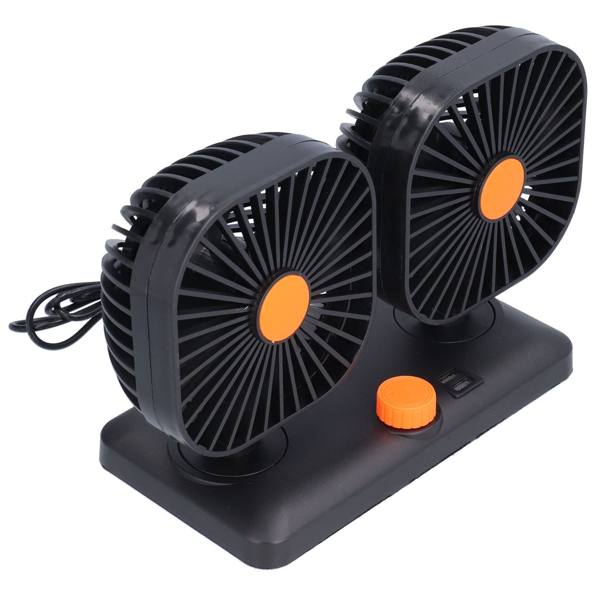 Car Air Cooling Fan Dual Head USB Universal Cooling Device 360 Degree Adjustable Square Low Noise Car Accessories