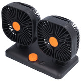 Car Air Cooling Fan Dual Head USB Universal Cooling Device 360 Degree Adjustable Square Low Noise Car Accessories