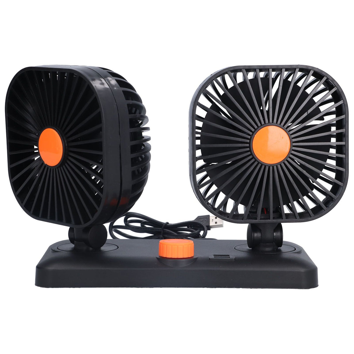 Car Air Cooling Fan Dual Head USB Universal Cooling Device 360 Degree Adjustable Square Low Noise Car Accessories