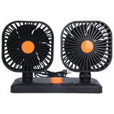 Car Air Cooling Fan Dual Head USB Universal Cooling Device 360 Degree Adjustable Square Low Noise Car Accessories