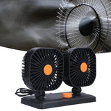 Car Air Cooling Fan Dual Head USB Universal Cooling Device 360 Degree Adjustable Square Low Noise Car Accessories