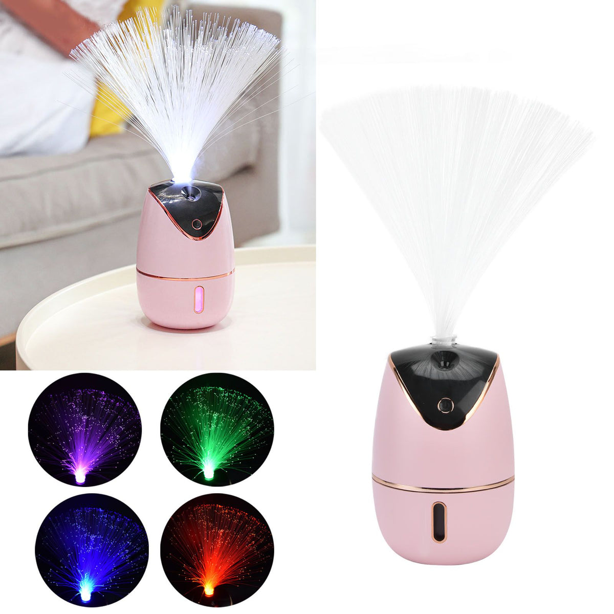 540ml Large Capacity Humidifier with Special Effects Light Air Humidifier Diffuser for Home Car USB ChargingPink