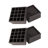 Furniture Riser 2 Inch Stackable TPU Square Desk Riser Heavy Duty Waterproof Anti Slip Black Heighten Riser Bed Lift - Top-Down View