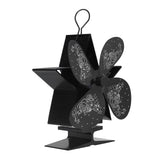 4 Blades Heat Powered Fan Santa Claus Pattern Fireplace Fan for Heat Distribution Circulating Warm AirBlack - Top-Down View