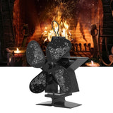 4 Blades Heat Powered Fan Santa Claus Pattern Fireplace Fan for Heat Distribution Circulating Warm AirBlack - Extra Image