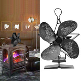 4 Blades Heat Powered Fan Santa Claus Pattern Fireplace Fan for Heat Distribution Circulating Warm AirBlack - Extra Image