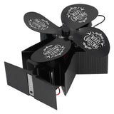 Stove Fans 4 Blades Heat Powered Low Noise High Temperature Resistant Fireplace Fan for HomeBlack - Extra Image