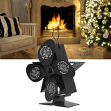 Stove Fans 4 Blades Heat Powered Low Noise High Temperature Resistant Fireplace Fan for HomeBlack