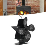 Stove Fans 4 Blades Heat Powered Low Noise High Temperature Resistant Fireplace Fan for HomeBlack