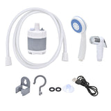 Portable Outdoor Shower Set Camping Shower Pump Handheld Sprayer for Hiking Traveling USB Charging(GrayWhite )