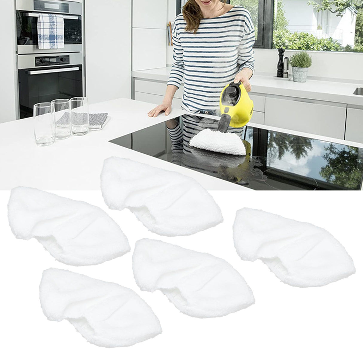 5PCS Steam Mop Pad Microfiber Steam Mop Pad Steam Nozzle Part for Karcher SC1 SC2 SC3 SC4 SC5 SV7