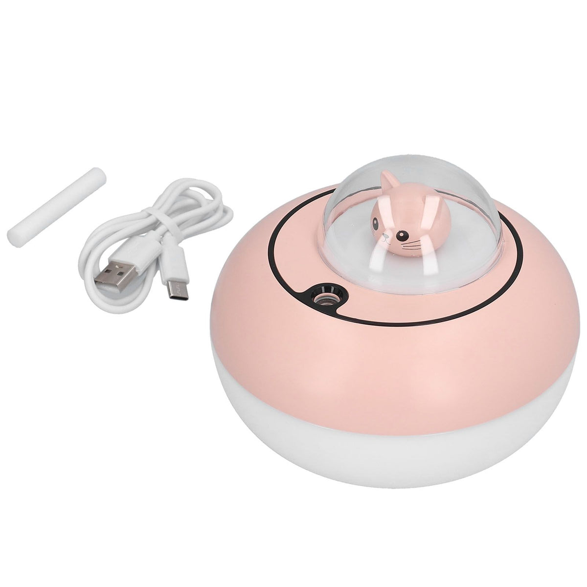 300ml LED Desk Humidifier White Pink USB Powered Mute Colorful Large Capacity Air Humidifier for Home Office
