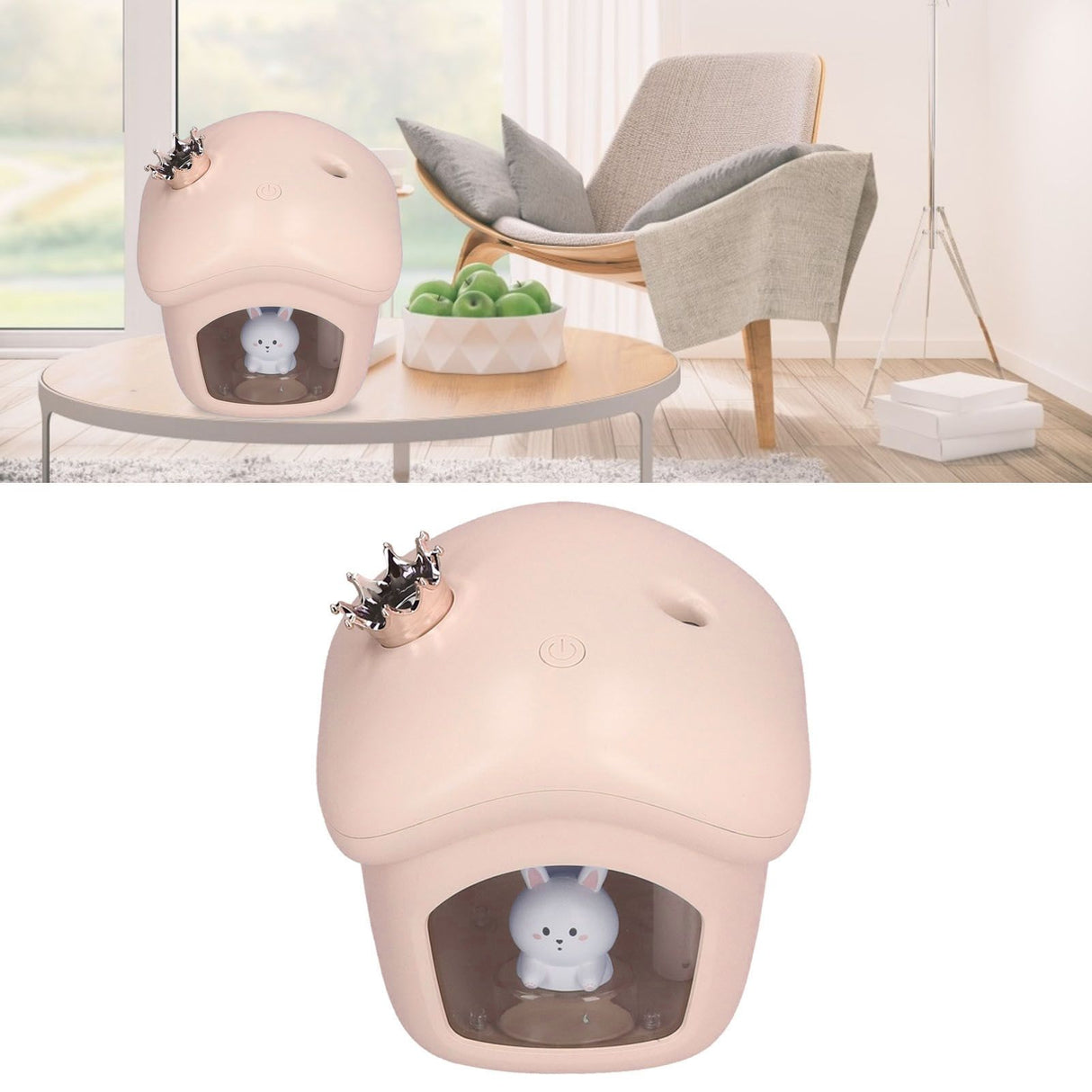 Air Humidifier USB Charging 2 Gears Smart Portable Desk Humidifier with 350ml Visible Water TankPink