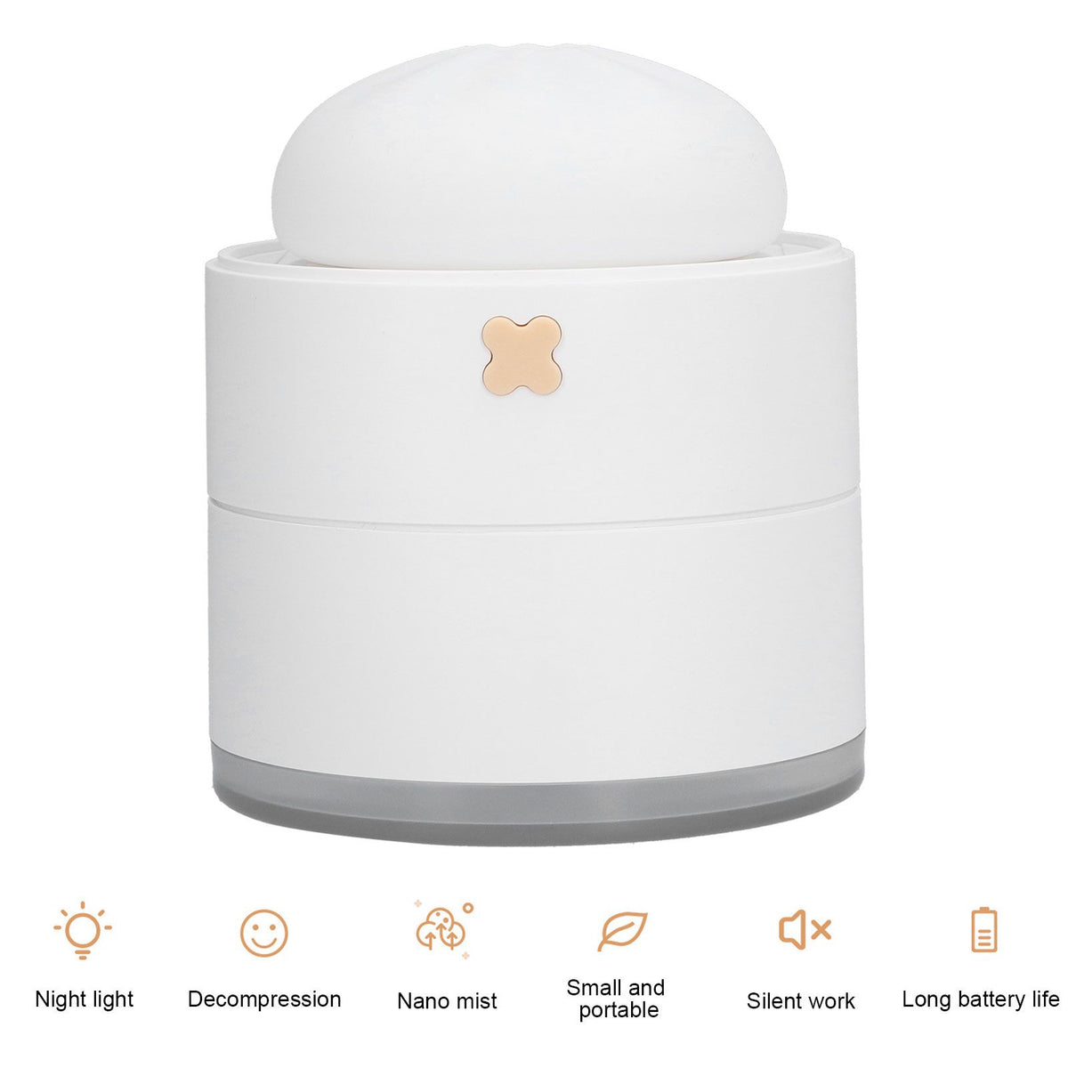 400ml Steamed Bun Shape Air Humidifier 2 Gears Adjustable Desktop Humidifier USB PoweredWhite