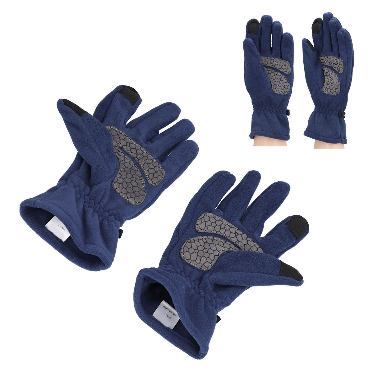 Windproof Gloves Induced Wearable Thickened Non Slip Blue Winter Gloves for Outdoor RidingL