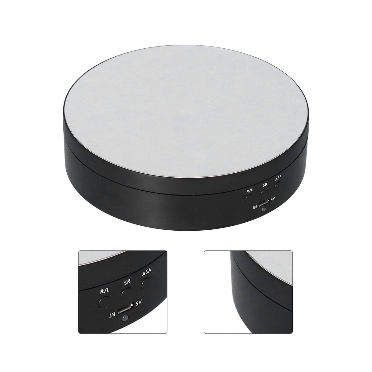 Motorized Rotating Display Stand 138mm Electric Rotating Turntable 3 Speed Adjustable USB Powered Jewelry Display BracketBlack