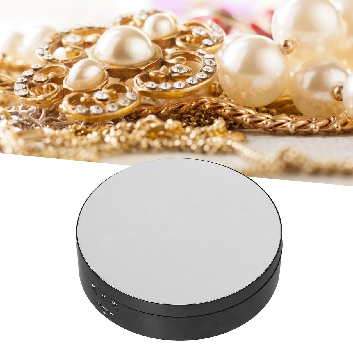 Motorized Rotating Display Stand 138mm Electric Rotating Turntable 3 Speed Adjustable USB Powered Jewelry Display BracketBlack