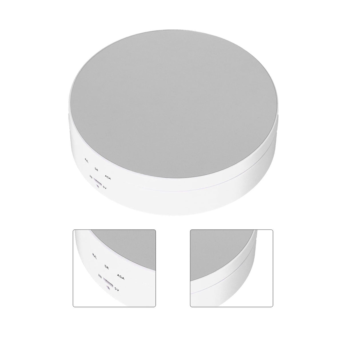 Motorized Rotating Display Stand 138mm Electric Rotating Turntable 3 Speed Adjustable USB Powered Jewelry Display BracketWhite