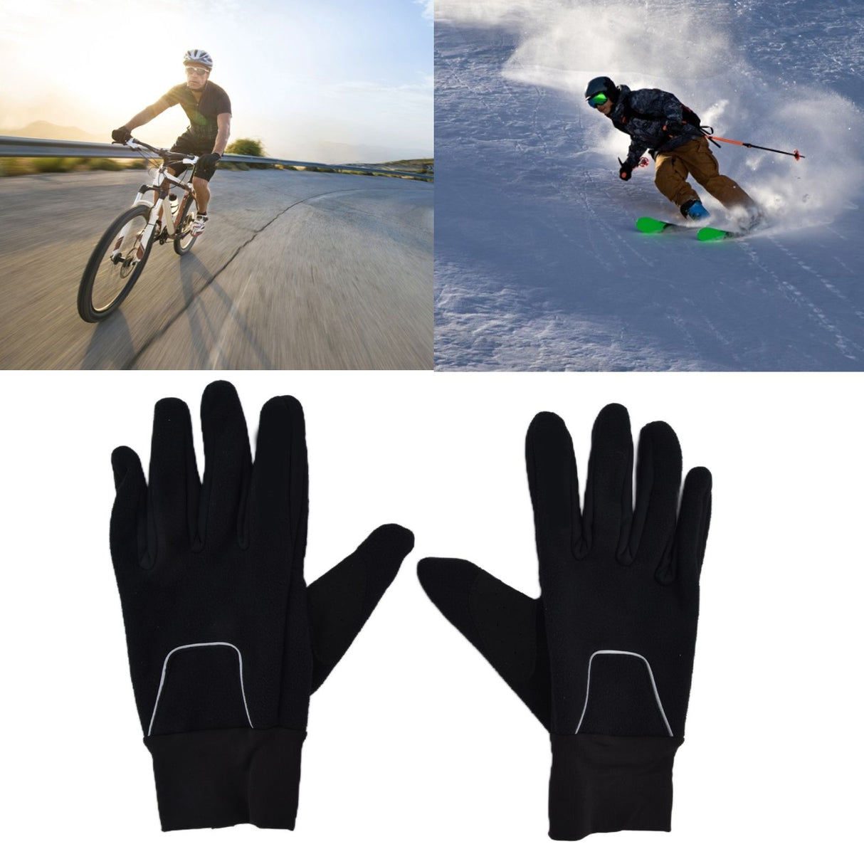 Cycling Gloves Touch Sensitive Waterproof Black Non Slip Windproof Gloves for Outdoor Cycling TravelM