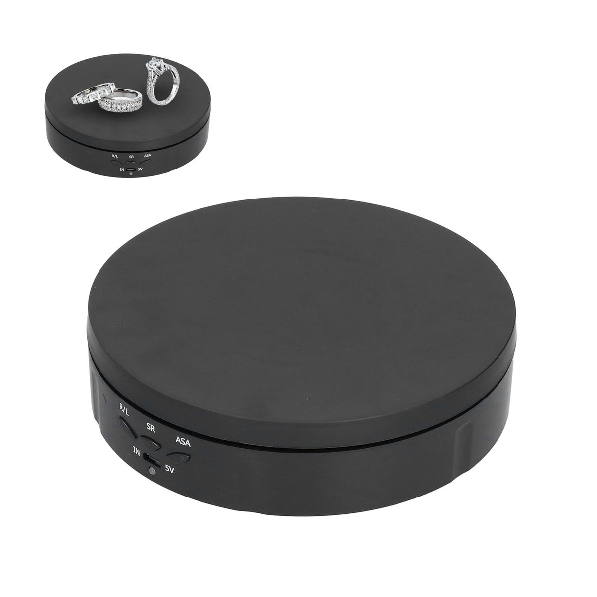 145mm 360° Round Auto Rotating Display Stand 3 Speed Control USB Powered Jewelry Turntable for ExhibitionBlack