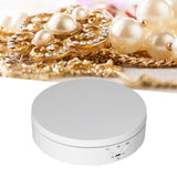 145mm 360° Round Auto Rotating Display Stand 3 Speed Control USB Powered Jewelry Turntable for ExhibitionWhite