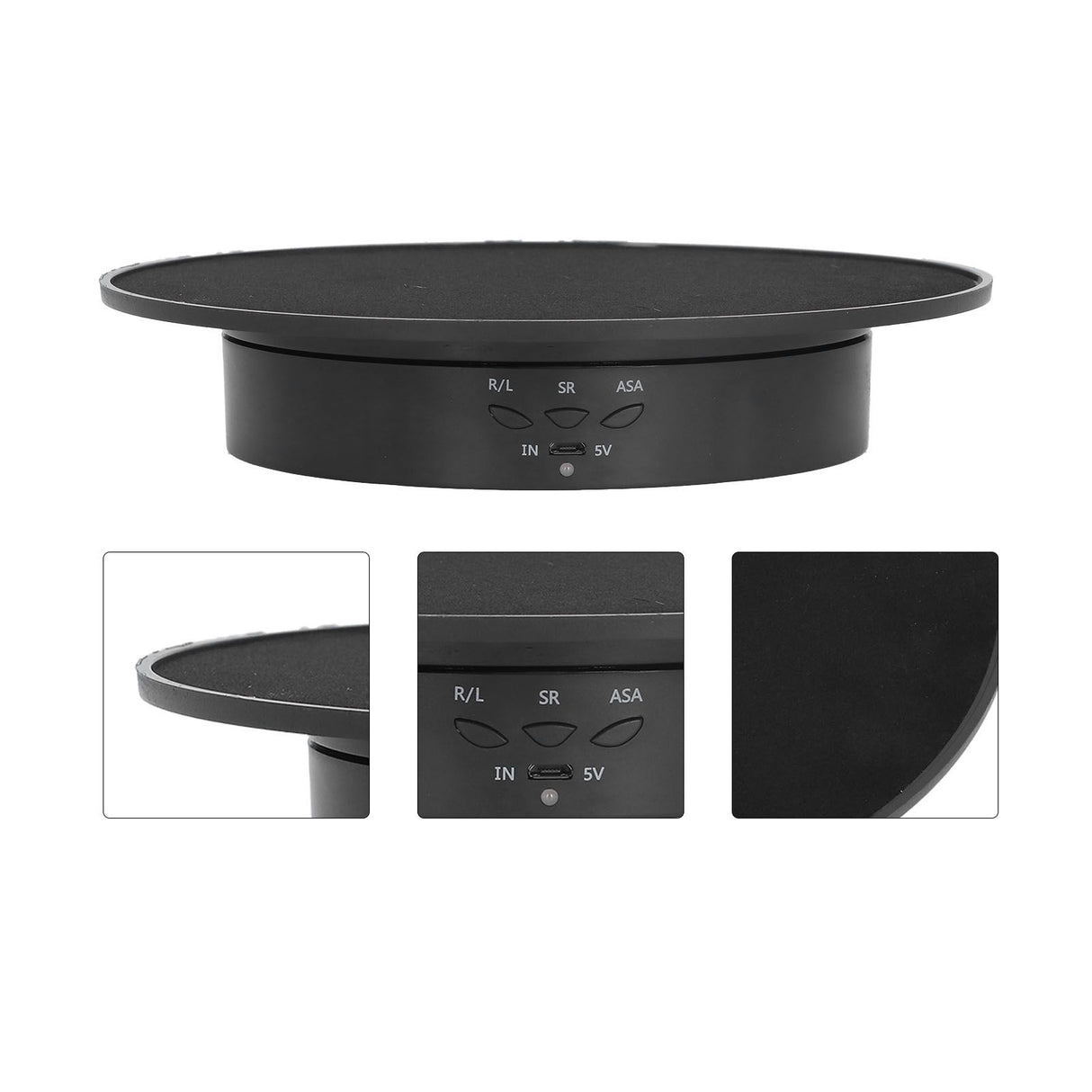 200mm Motorized Rotating Display Stand Bracket 3 Speed Adjustable USB Powered Jewelry Electric Rotating TurntableBlack