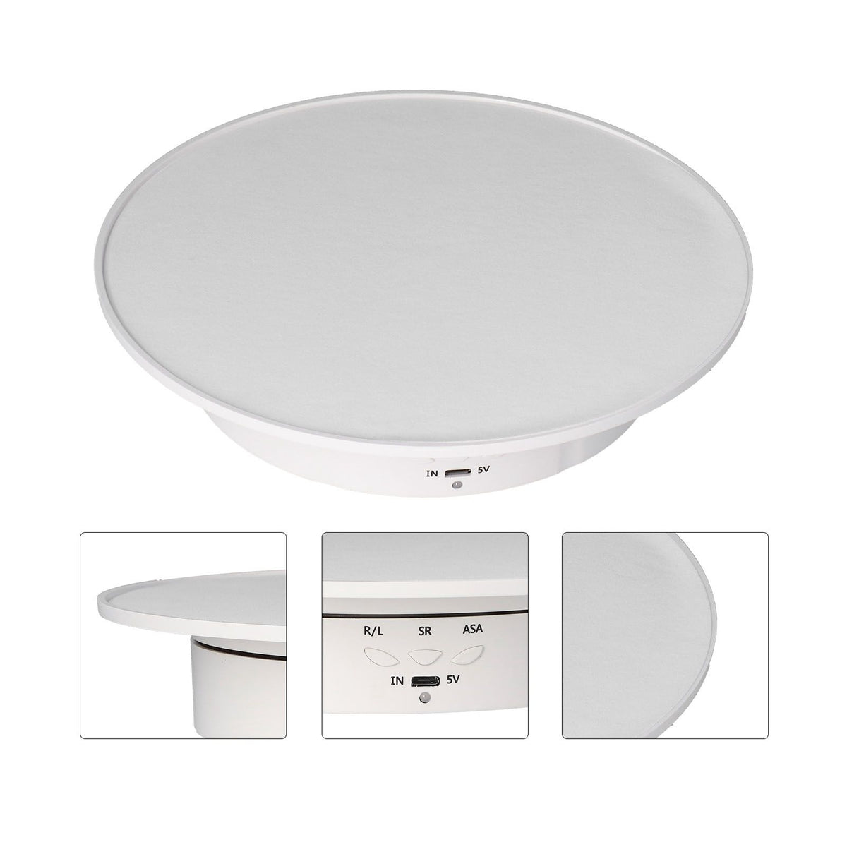 200mm Motorized Rotating Display Stand Bracket 3 Speed Adjustable USB Powered Jewelry Electric Rotating TurntableWhite