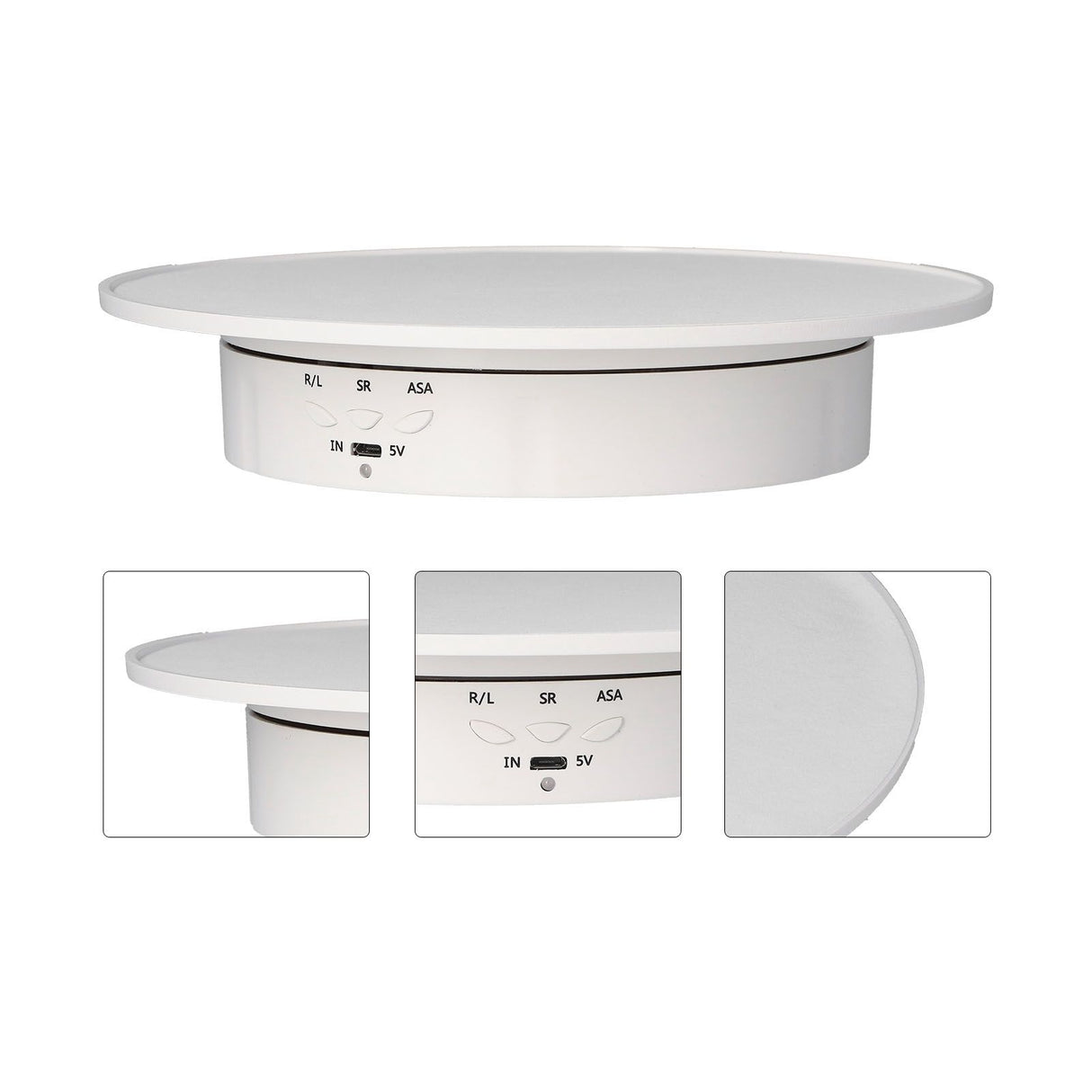 200mm Motorized Rotating Display Stand Bracket 3 Speed Adjustable USB Powered Jewelry Electric Rotating TurntableWhite